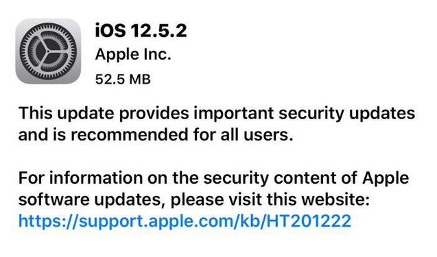 昭阳苹果手机维修分享iOS12.5.2发布，建议所有老苹果用户安装 